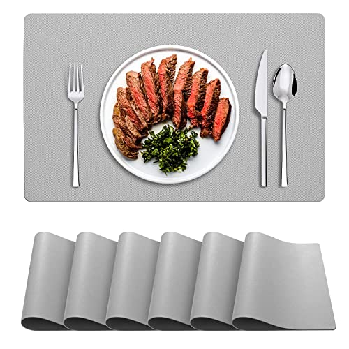 Leather Placemats Table Placemats, GOYLSER Waterproof Leather Place Mates, Non-Slip Wipeable Place Mats for Kitchen Dining