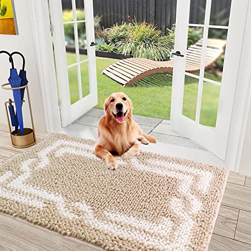 Super Absorbent Indoor Chenille Doormat, Muddy Dog Washable Rug, Quick Dry Soft Thick Microfiber Durable Absorbs Water and Moisture Go Away Door Mat Doormat for Entry